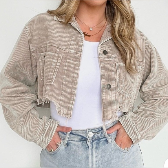 POL Jackets & Blazers - POL Beige Corduroy Cropped Jacket Bohemian